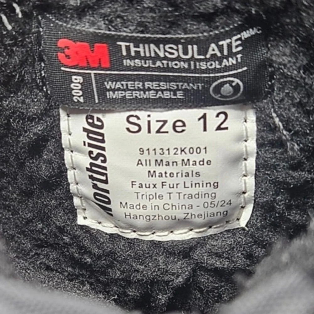 Northside Snow Boots Frosty Black Insulated Thinsulate Waterproof Size 12 Winter